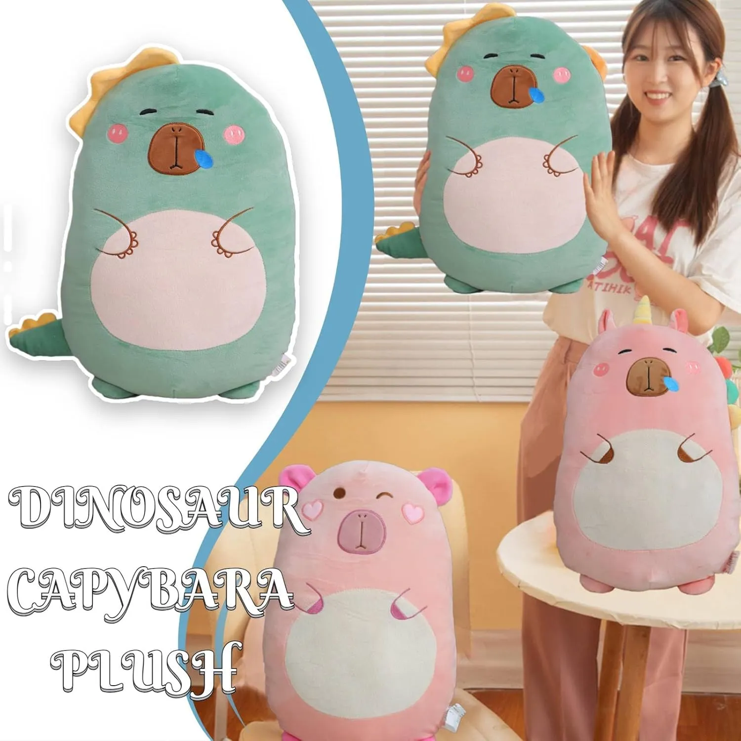 Stuffed Animals$ physiologically campus oasis attitude larva Squishy Capybara Plushie Hugging Pillow$ Super Soft Guinea Pig Plush Toy Gifts for Kids(Dinosaur Capybara) Capybara Plush Toy Pillow$ Cute Capybara 