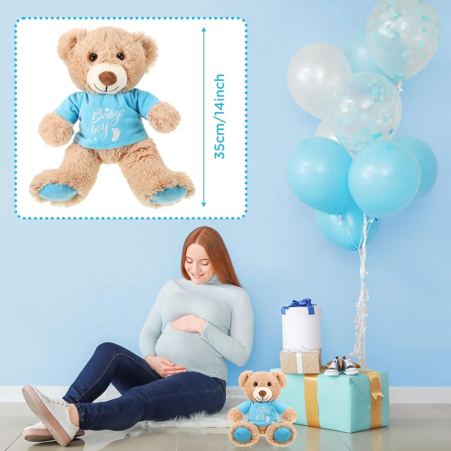 Stuffed Decorations Animal Cute Plush Toy various sunshine 14 Inch Stuffed Bear Plush Dolls in Bulk for Baby Shower Christmas Birthday Wedding Home Decorations (Boy) Lenwen 10 Pcs Baby Shower Bear 