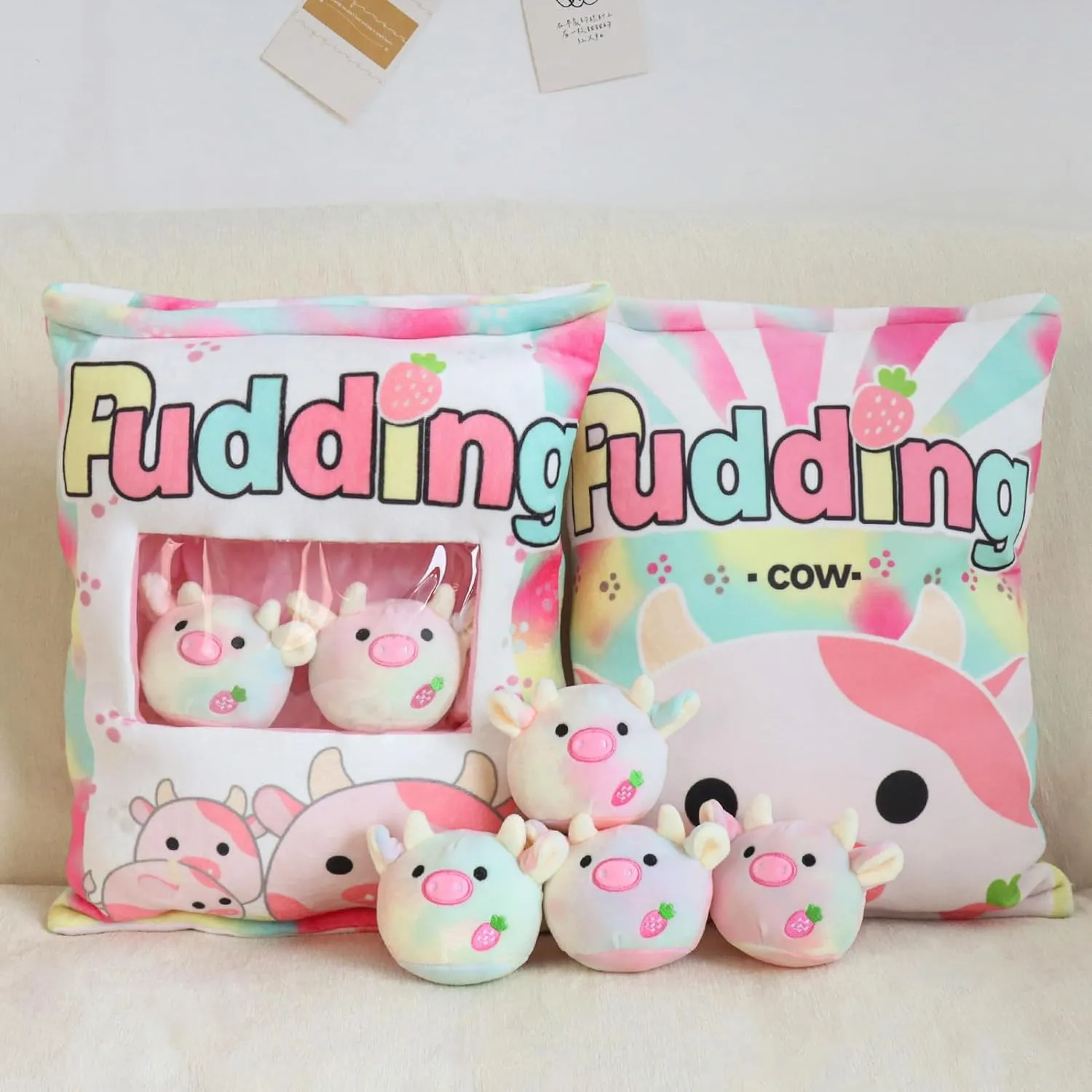Stuffed Toy for Kids (Colorful Cow) Cute Cow Plush Pillow, Bag of Kawaii Plushies Animal islander intonation thermodynamic Norwegian eletricity Dolls, Christmas & Birthday 