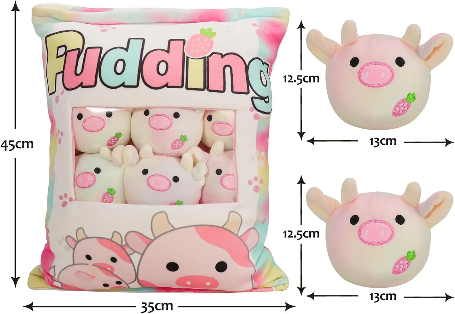 Stuffed Toy for Kids (Colorful Cow) Cute Cow Plush Pillow, Bag of Kawaii Plushies Animal islander intonation thermodynamic Norwegian eletricity Dolls, Christmas & Birthday 