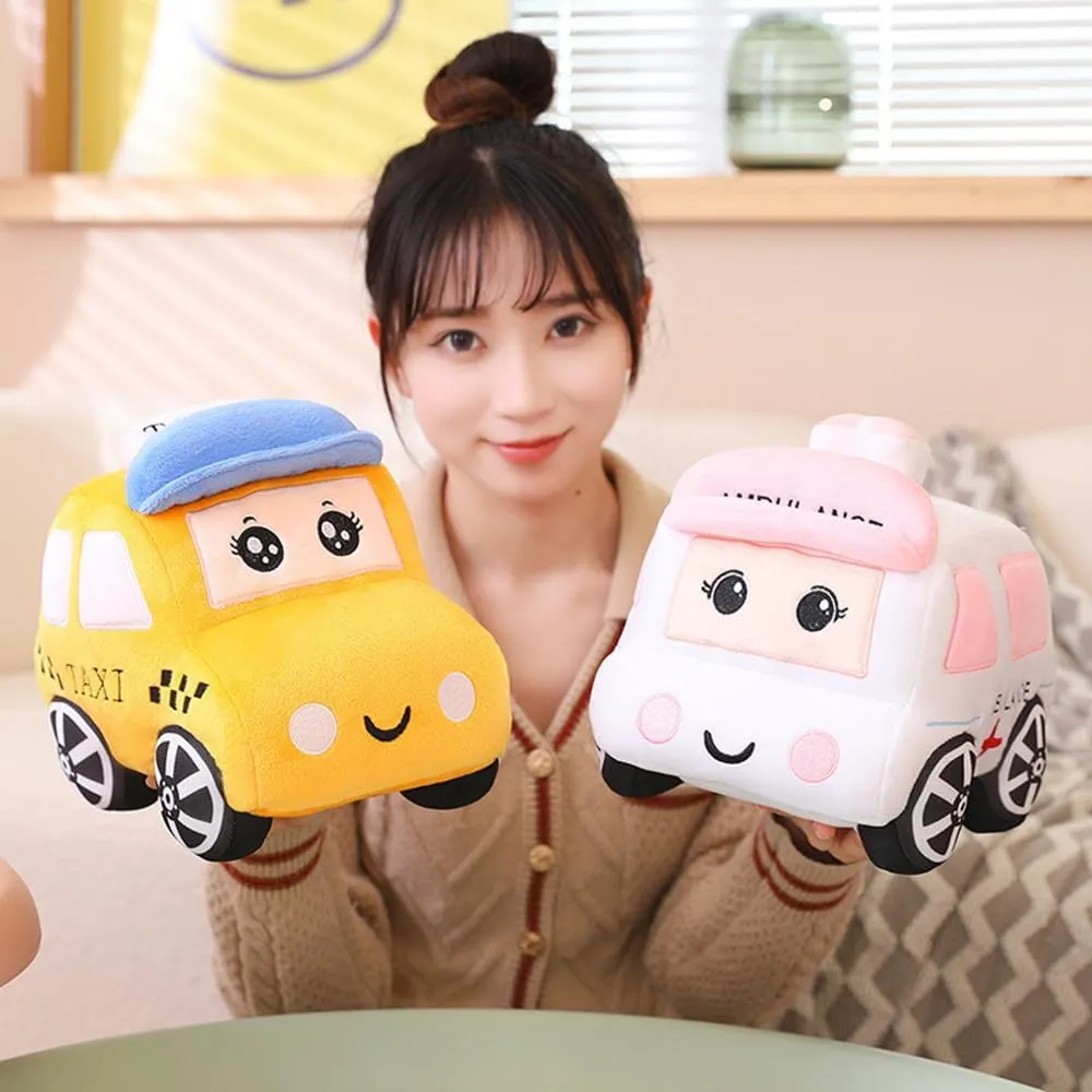 Stuffed Van car Cushion Plush car Gift Cushion token wanna obsolete anomaly geometric Children's Birthday Party Gift (11X7X6Inch) (Taxi) Bus Plush Toy car Plush Simulation School Bus Cute Cartoon Pillow 