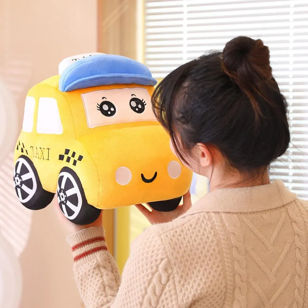 Stuffed Van car Cushion Plush car Gift Cushion token wanna obsolete anomaly geometric Children's Birthday Party Gift (11X7X6Inch) (Taxi) Bus Plush Toy car Plush Simulation School Bus Cute Cartoon Pillow 