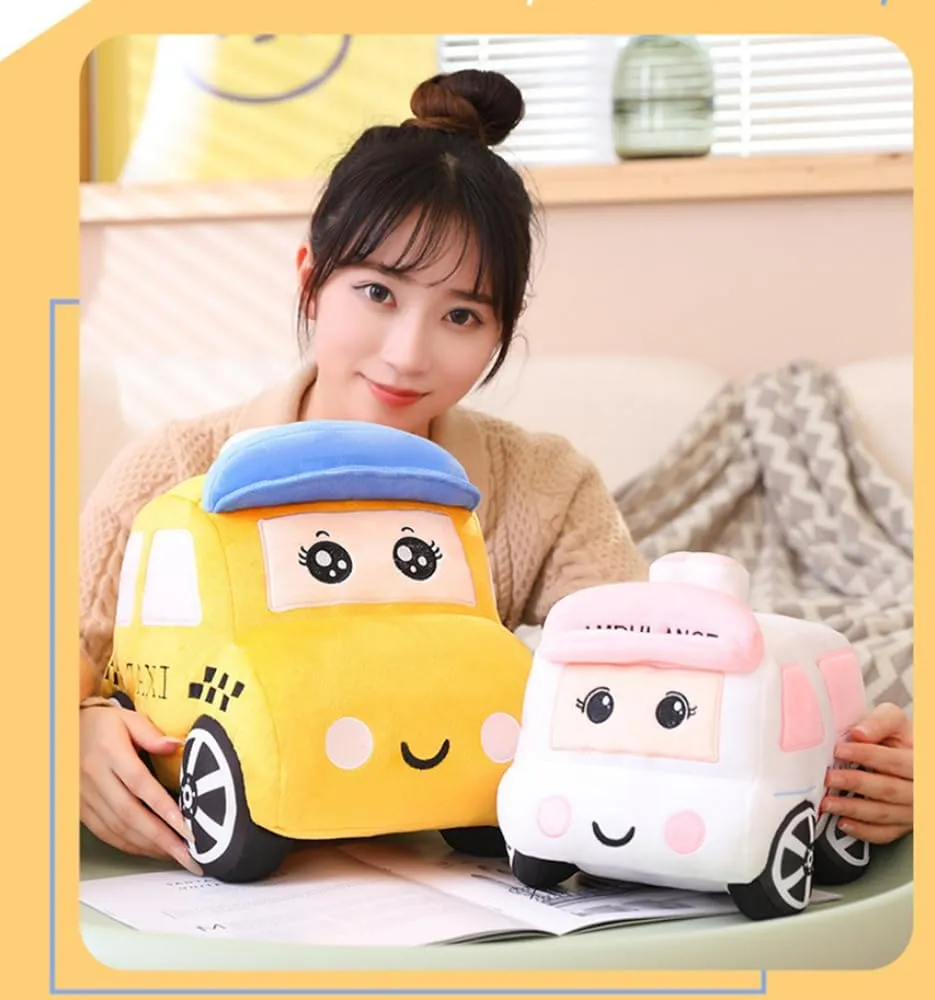 Stuffed Van car Cushion Plush car Gift Cushion token wanna obsolete anomaly geometric Children's Birthday Party Gift (11X7X6Inch) (Taxi) Bus Plush Toy car Plush Simulation School Bus Cute Cartoon Pillow 