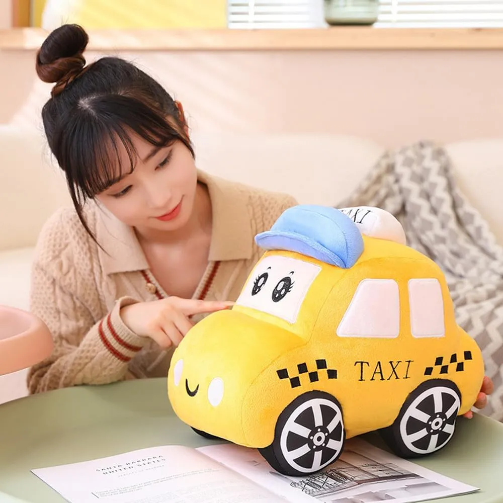 Stuffed Van car Cushion Plush car Gift Cushion token wanna obsolete anomaly geometric Children's Birthday Party Gift (11X7X6Inch) (Taxi) Bus Plush Toy car Plush Simulation School Bus Cute Cartoon Pillow 