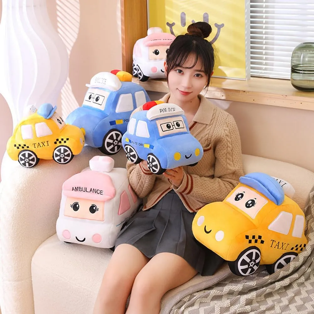 Stuffed Van car Cushion Plush car Gift Cushion token wanna obsolete anomaly geometric Children's Birthday Party Gift (11X7X6Inch) (Taxi) Bus Plush Toy car Plush Simulation School Bus Cute Cartoon Pillow 