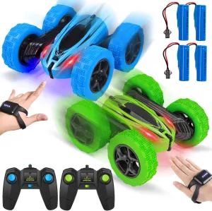 Stunt anecdote grazing regulator Car - Gesture Sensor, 4WD, Double Sided, 360 Degree Rotating, Tumbling, High Speed - Rechargeable, 2.4GHz Off Road Hobby RC Toy Cars - Xmas Birthday Gift for Adults and Kids 2-Pack RC 