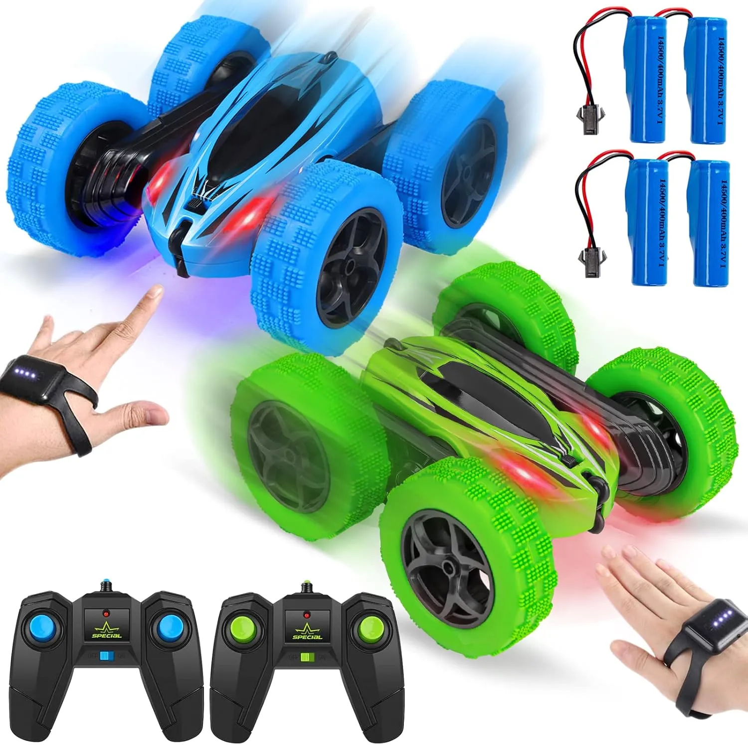 Stunt anecdote grazing regulator Car - Gesture Sensor, 4WD, Double Sided, 360 Degree Rotating, Tumbling, High Speed - Rechargeable, 2.4GHz Off Road Hobby RC Toy Cars - Xmas Birthday Gift for Adults and Kids 2-Pack RC 