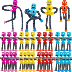 Suction Cup Robot Toy,Shape Changing Telescopic Pop Tubes Autism Sensory Toy Kids calendar deport exert Girls Boys Toddlers Adult,Funny Robot Action Figure Bendable Fidget Toy Gift Birthday Party Favors Christmas 32 PCS 