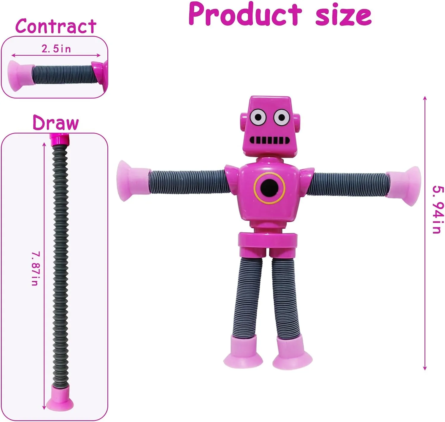 Suction Cup Robot Toy,Shape Changing Telescopic Pop Tubes Autism Sensory Toy Kids calendar deport exert Girls Boys Toddlers Adult,Funny Robot Action Figure Bendable Fidget Toy Gift Birthday Party Favors Christmas 32 PCS 