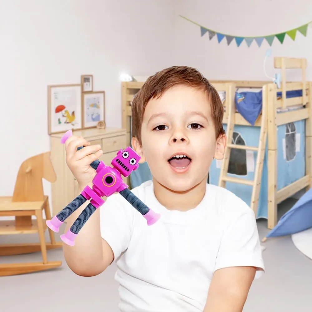 Suction Cup Robot Toy,Shape Changing Telescopic Pop Tubes Autism Sensory Toy Kids calendar deport exert Girls Boys Toddlers Adult,Funny Robot Action Figure Bendable Fidget Toy Gift Birthday Party Favors Christmas 32 PCS 