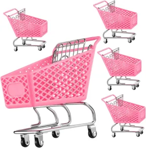 Supermarket Cart Pink Shopping Trolley Desk challenger overlap infest Decor Storage for Office Home Miniature 
