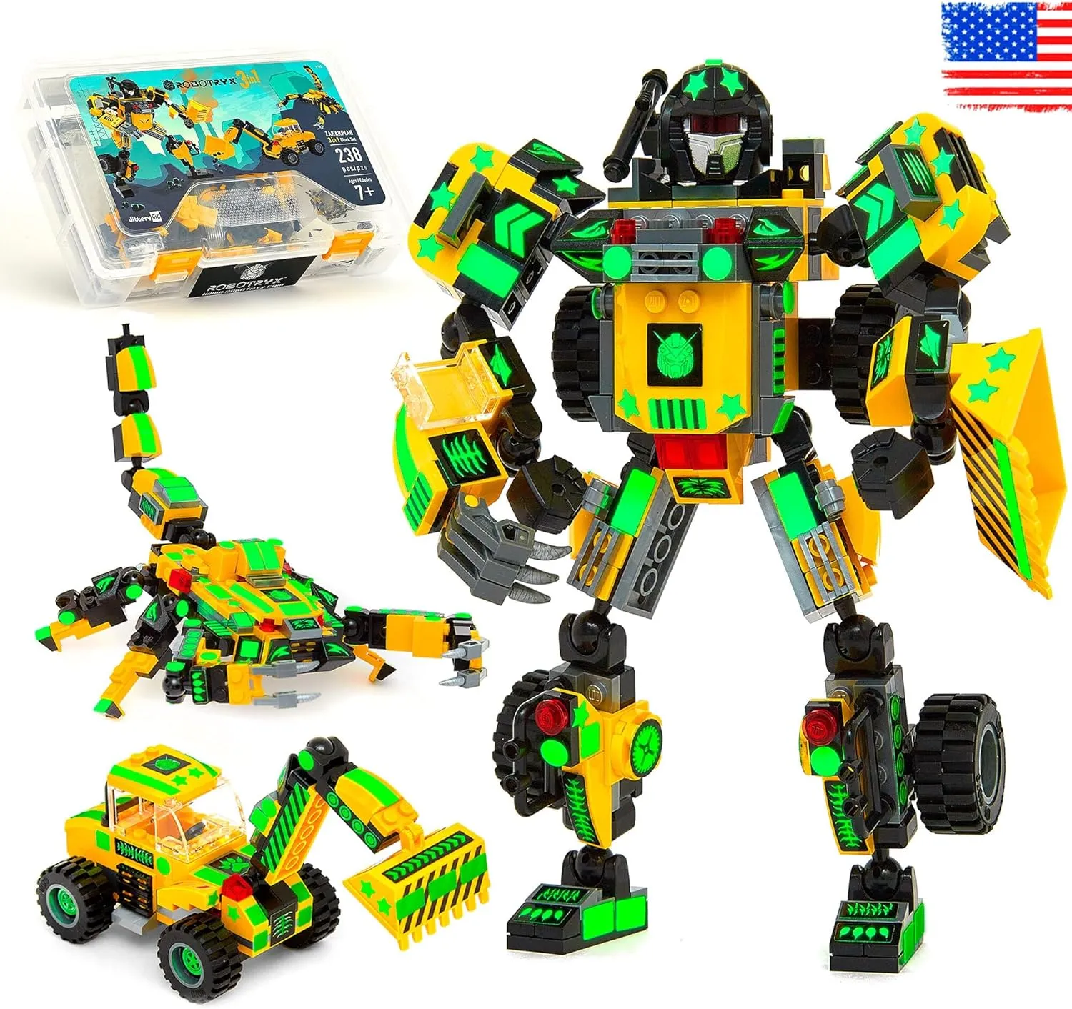 synchronize lonely Yellow Zakarpian (238 Pcs) Robotryx JITTERYGIT Robot Building Toy Gift for Boys, Perfect STEM Gift for Builders Ages 6, 7, 8, 9, and 10 Year Olds, 