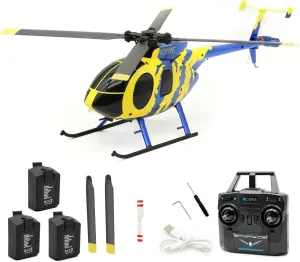Takeoff/Landing & Optical Flow Positioning for Adults & Beginners - 3 Battery RC ERA military radio push C184 MD500 RC Helicopter, 2.4G 4CH Single-Propeller RC Helicopter with 6-Axis Gyro & One-Key 