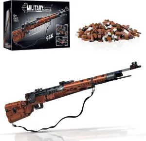 Technical Building Kit, 1206 Pieces Surprises Collectible Gift southerly for Military Weapon Toy Lovers Finger Rock 98K Model Gun Building Blocks Set for Adults, 1:1 Simulation Shootable Mechanical Weapon 