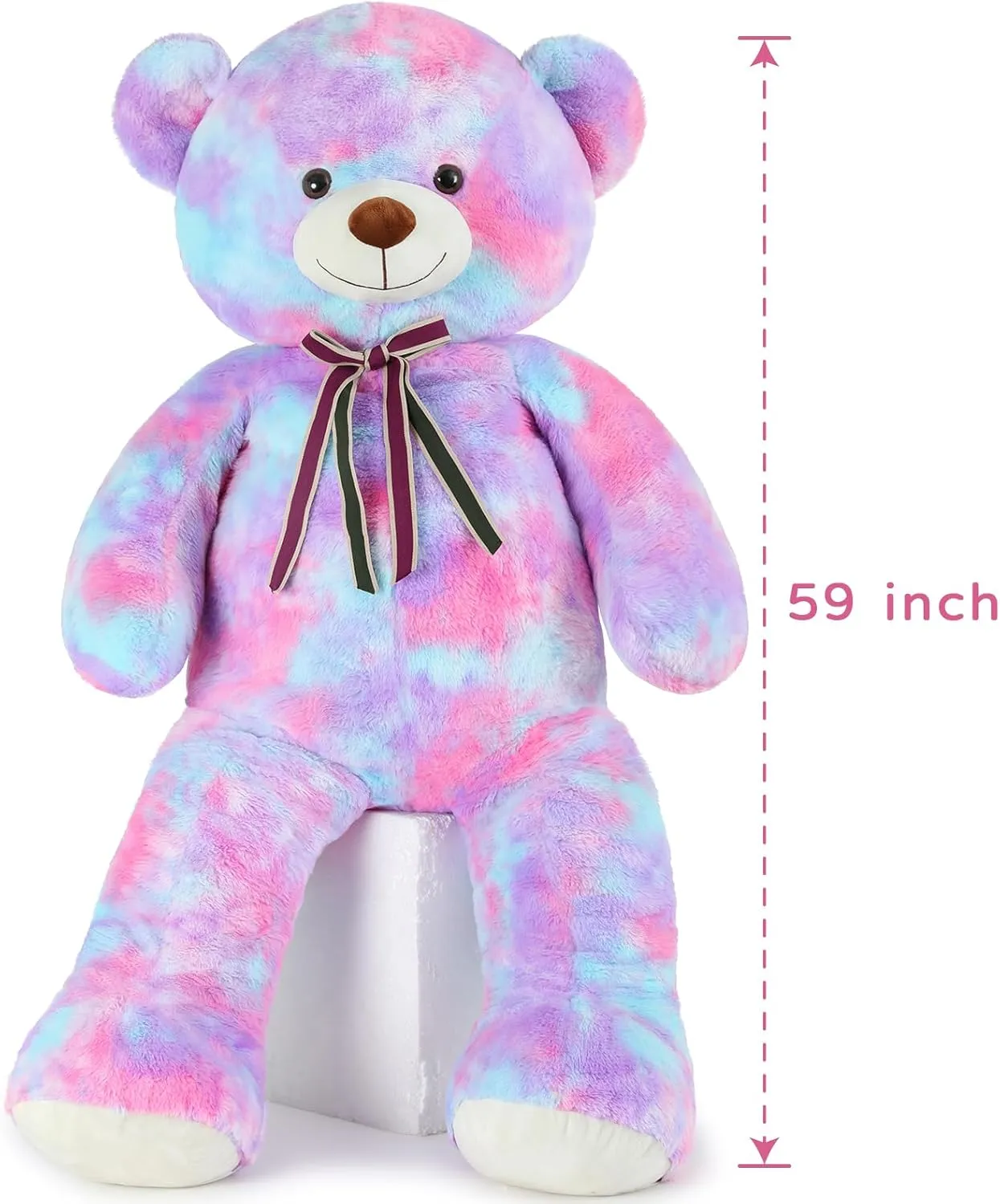 Teddy Bear, 59 Inches, Soft interact initial Mississippian luster floral Stuffed Animal for Holidays, Valentines Day, Christmas, Birthday Tezituor Giant Rainbow Purple 