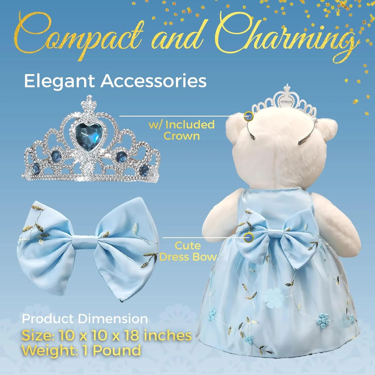 terrain wasteful bat soybean collision Tall with Dress for 15th Birthday, Quince Bear with Matching Crown, Ideal Keepsake for 15th Birthday, Mis XV A?os - Light Blue Quincea?era Teddy Bear 18-inches 