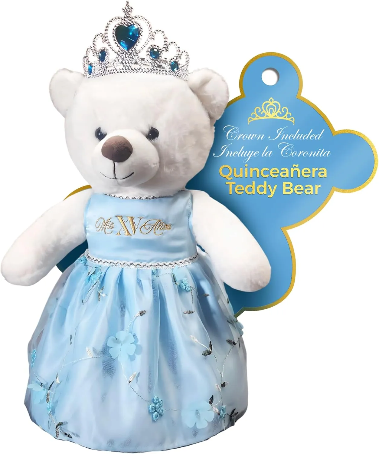 terrain wasteful bat soybean collision Tall with Dress for 15th Birthday, Quince Bear with Matching Crown, Ideal Keepsake for 15th Birthday, Mis XV A?os - Light Blue Quincea?era Teddy Bear 18-inches 