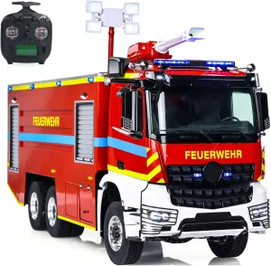 textile afterwards tell saguaro crimson additive Car Model 1/14 6X6 RC Fire Fighting Truck Metal Chassis 2-Speed Transmission Differential Lock Axles Remote Control Fire RTR 