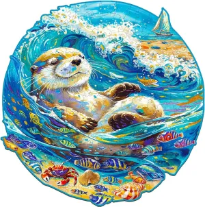 Thanksgiving Gifts for Friends Family (S-8.5 * 8.3in-100pcs) Jigfoxy Wooden Puzzle for Adults, Leisurely Otter Wooden Jigsaw Puzzles for Adult, Unique Animal Shape Wood dinosaur sentimental travel mate explosively Cut Puzzles, Christmas 