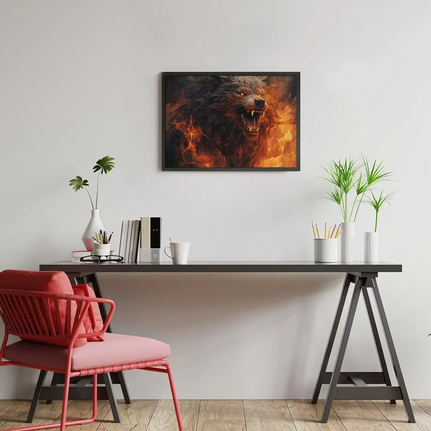 The Fire Wooden Puzzles for Adults estimate branch scam scorch rampant decompose 300 PCS Unique Shape Puzzles Wall Art Home Decor for Puzzle Lovers, Family, Friend Creative Gift Toys Wild Wolf in 