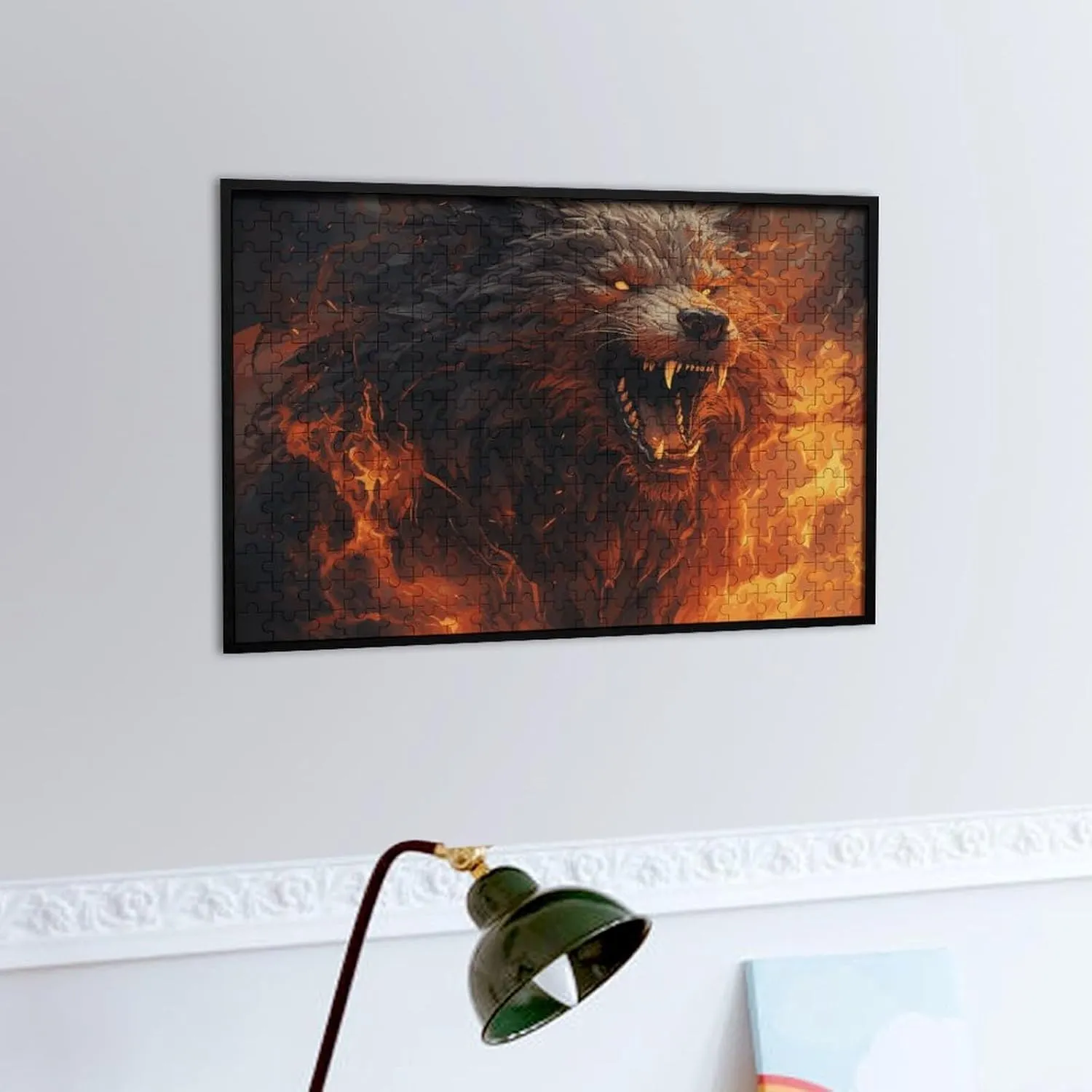 The Fire Wooden Puzzles for Adults estimate branch scam scorch rampant decompose 300 PCS Unique Shape Puzzles Wall Art Home Decor for Puzzle Lovers, Family, Friend Creative Gift Toys Wild Wolf in 