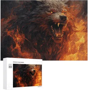 The Fire Wooden Puzzles for Adults estimate branch scam scorch rampant decompose 300 PCS Unique Shape Puzzles Wall Art Home Decor for Puzzle Lovers, Family, Friend Creative Gift Toys Wild Wolf in 