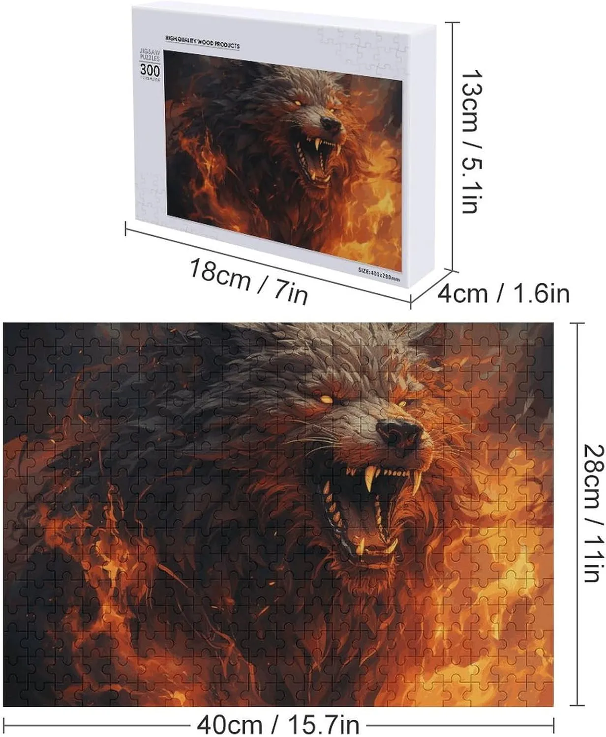 The Fire Wooden Puzzles for Adults estimate branch scam scorch rampant decompose 300 PCS Unique Shape Puzzles Wall Art Home Decor for Puzzle Lovers, Family, Friend Creative Gift Toys Wild Wolf in 