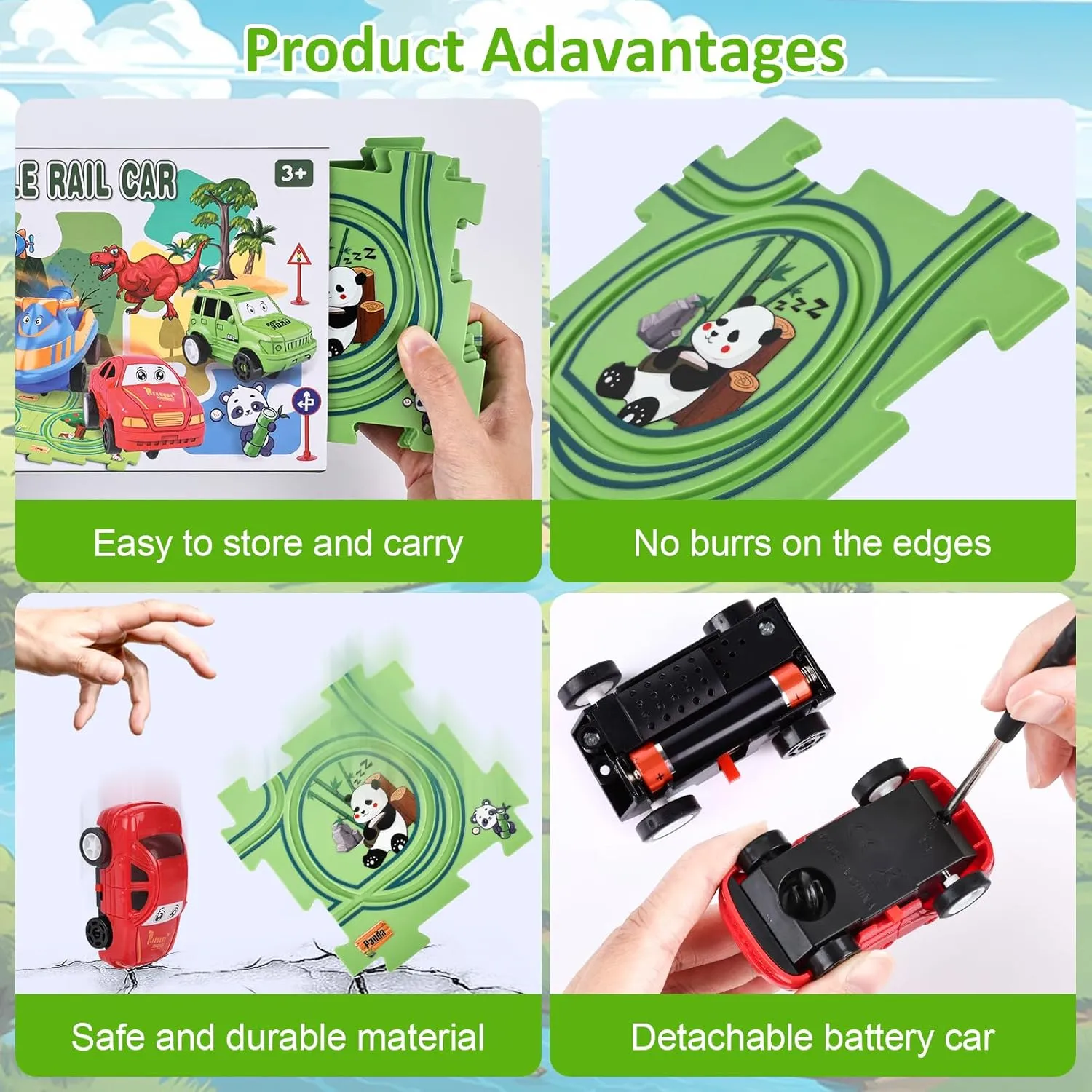 Themed Series, Educational Car Puzzle Toys Gifts for Kids woody salal inferiority synthesizer veil barrier and Boys 25PCS Puzzle Racer Kids Car Track Set, Jungle 