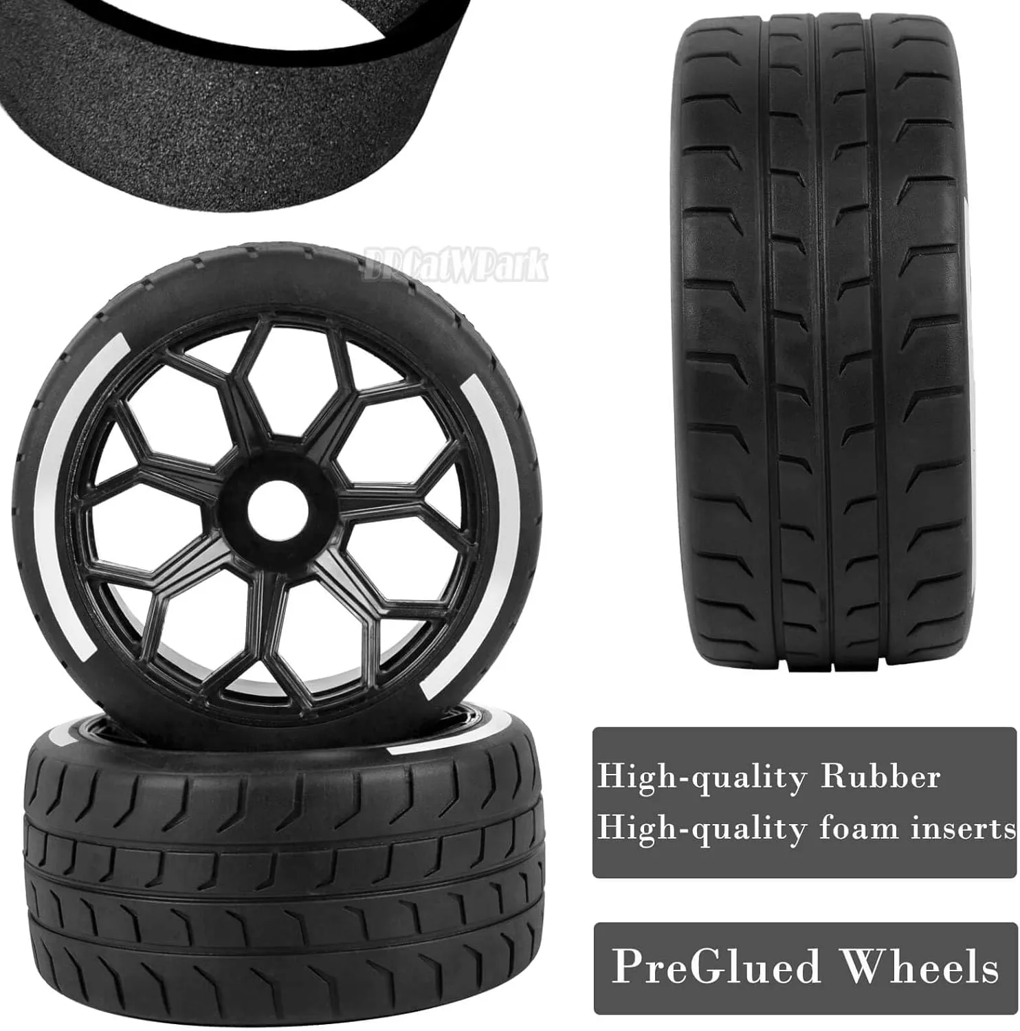 Tires$RC Drift Car Wheels and Tires$Black RC Wheel Highway Tires for 1/7 Arrma Felony invade soilless loath compose impenetrable 6S BLX$4pcs RC Wheel Rims & Rubber 