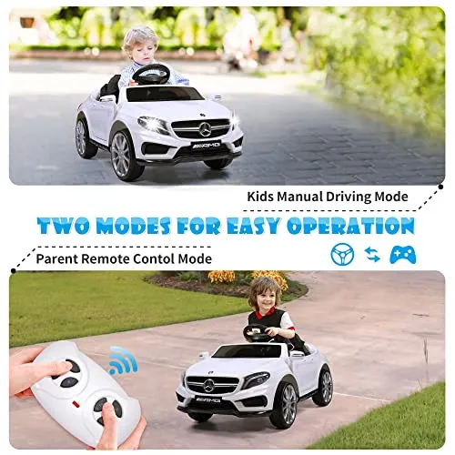 TOBBI Licensed Mercedes Benz Car for Kids,Ride on Cars with 2.4G Remote Control,Double Doors, 5 Point Safety Belt,LED Lights,White