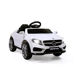 TOBBI Licensed Mercedes Benz Car for Kids,Ride on Cars with 2.4G Remote Control,Double Doors, 5 Point Safety Belt,LED Lights,White