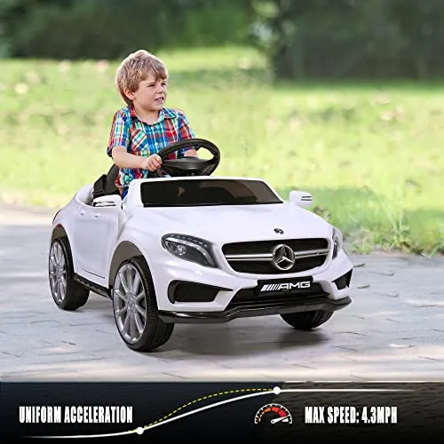 TOBBI Licensed Mercedes Benz Car for Kids,Ride on Cars with 2.4G Remote Control,Double Doors, 5 Point Safety Belt,LED Lights,White
