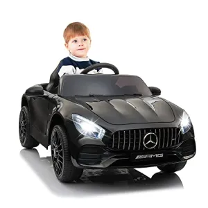 TOBBI Ride On Car 12V Licensed Mercedes Benz AMG GT Electric Car for Kids Ride On Toys Vehicle with 2.4G Remote Control, 2 Powerful Motors , Music, Horn, USB, Black
