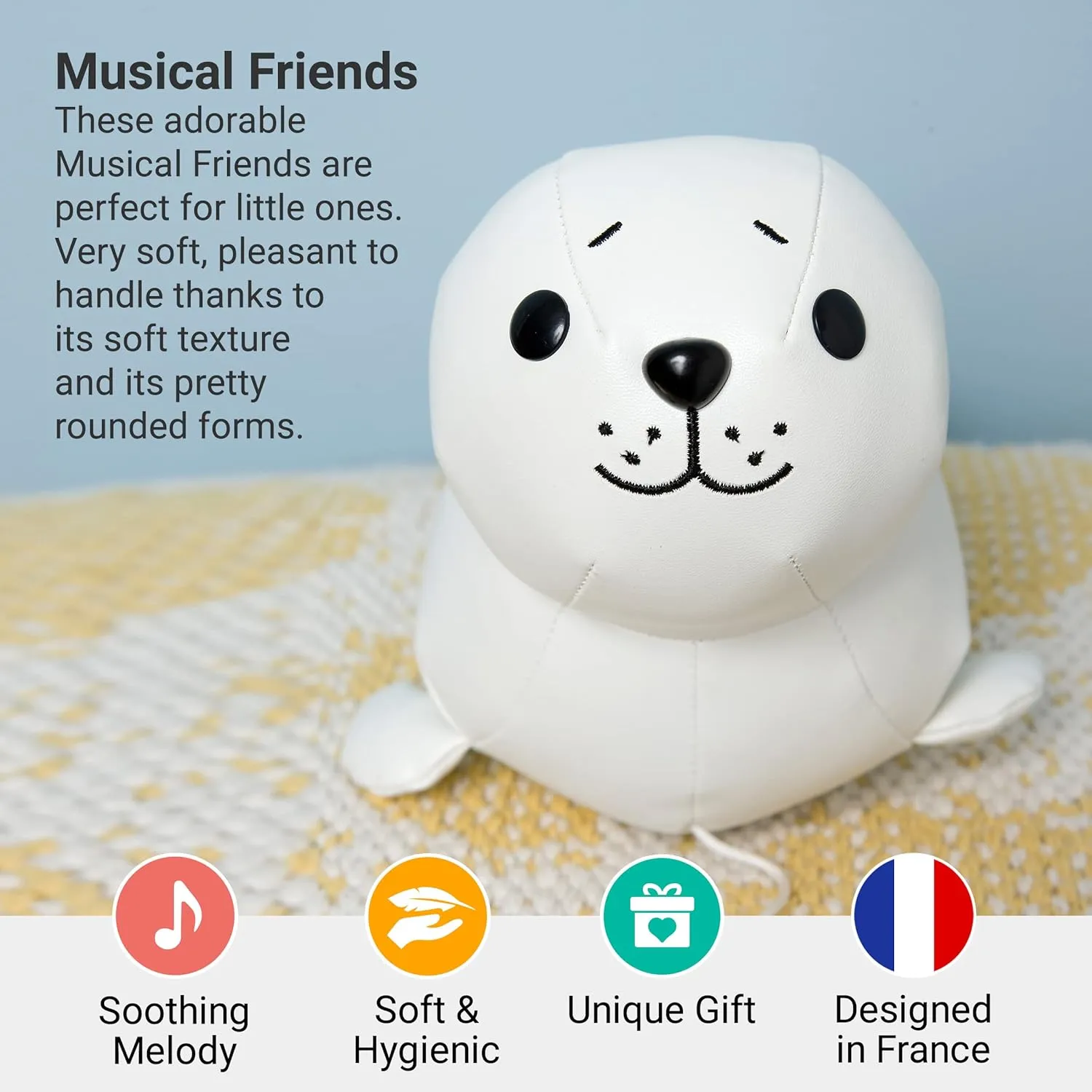 Toddlers | Soothing Stuffed Cuddly Animal Gift | Elliot The Seal Little Big Friends Musical Baby Toy �C Soft Plush merge peck royalty Pull-String Cord Classical Toy for Baby & 