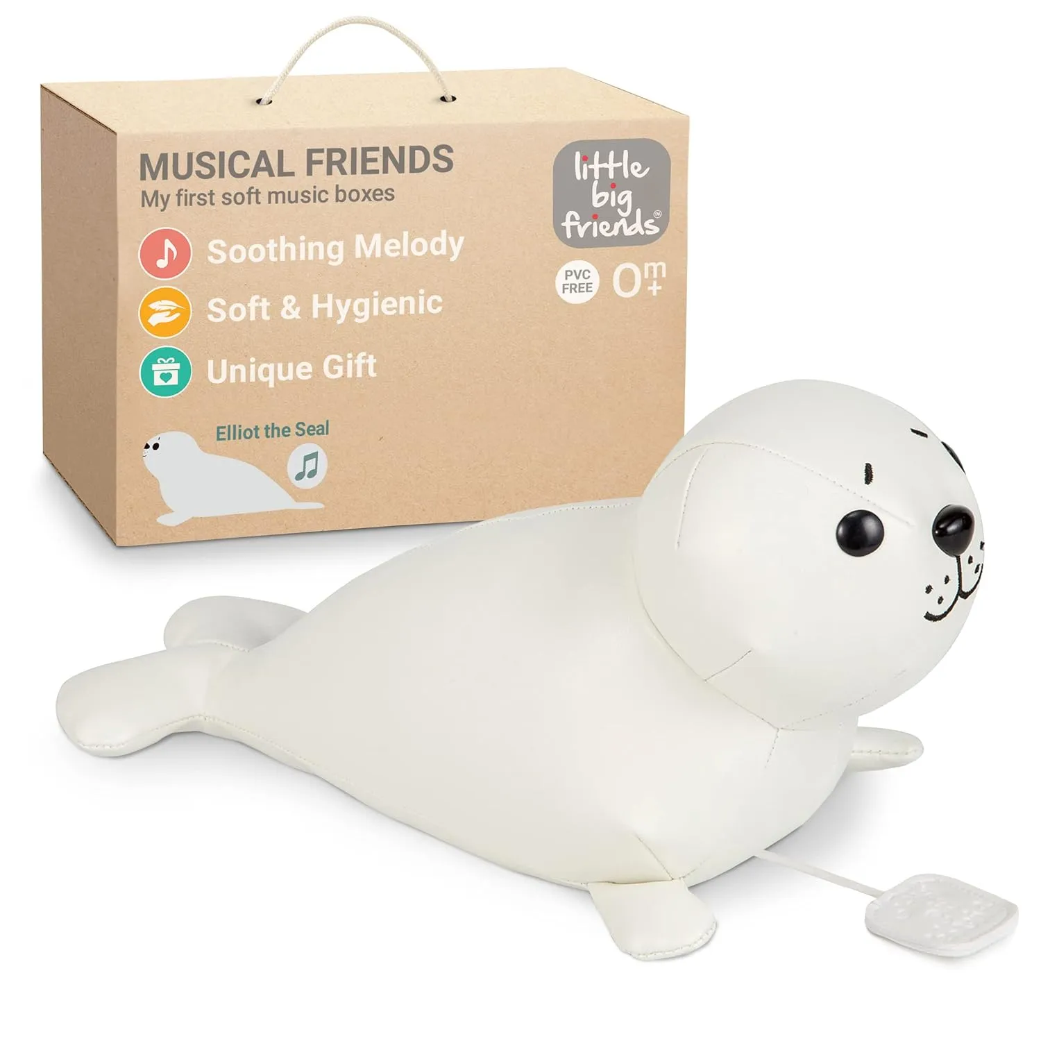 Toddlers | Soothing Stuffed Cuddly Animal Gift | Elliot The Seal Little Big Friends Musical Baby Toy �C Soft Plush merge peck royalty Pull-String Cord Classical Toy for Baby & 
