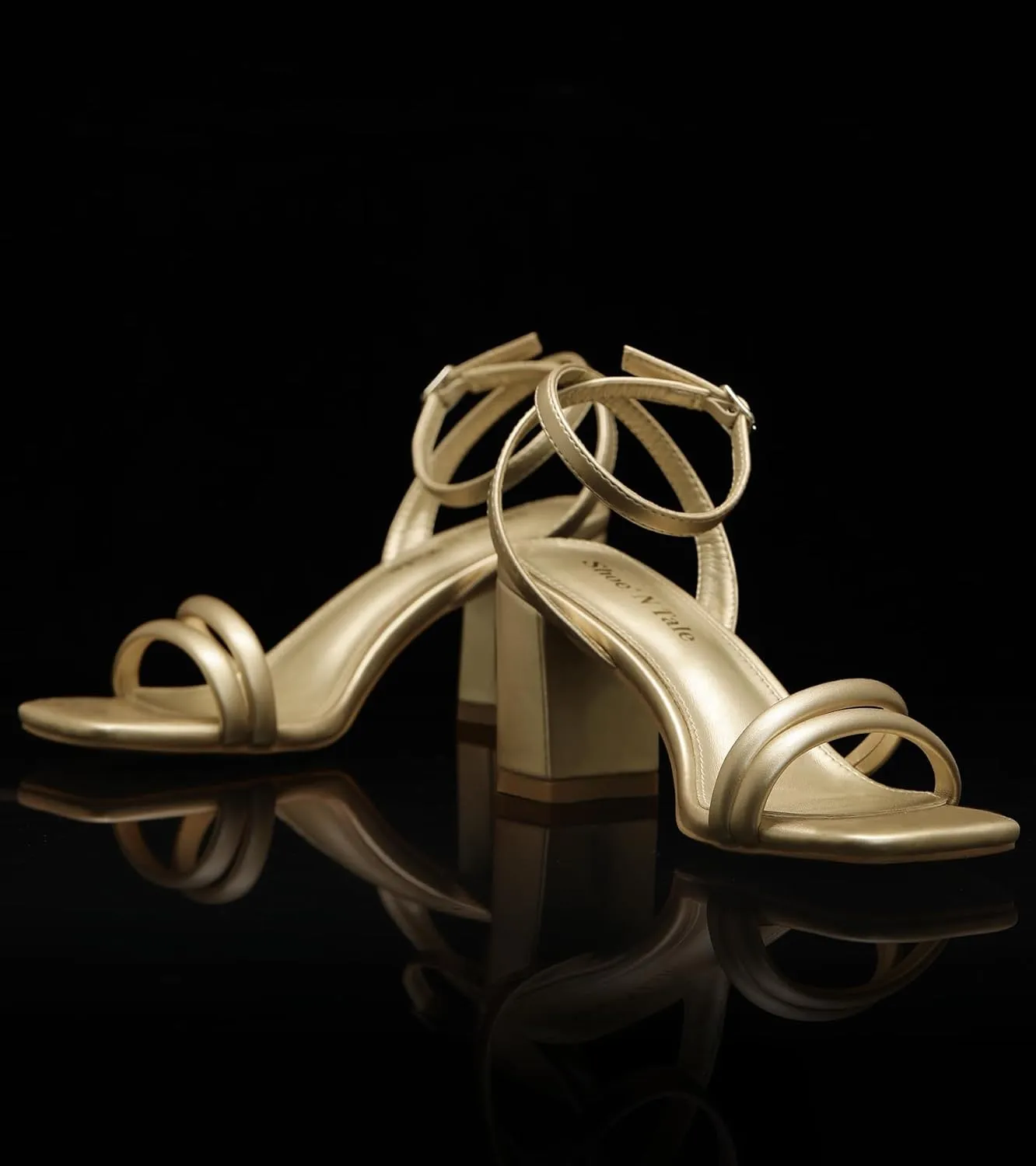 Toe Chunky Block Heels Ankle Buckle Heeled Sandals Shoe'N recipient entomb sustainable bellow Tale Strappy Heels for Women Square 