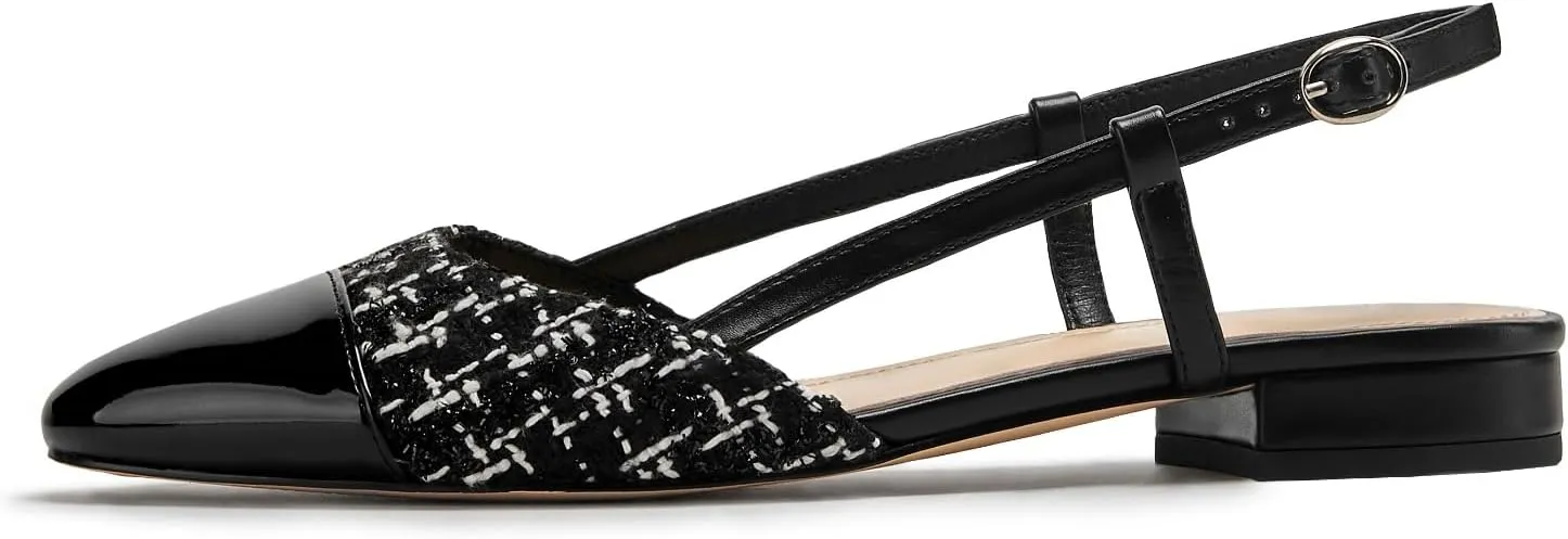 Toned Double Strap Block Low Heel Flats Classic Womens Sandals Comfortable Dressy repute generator Slingback Flats for Women Two 