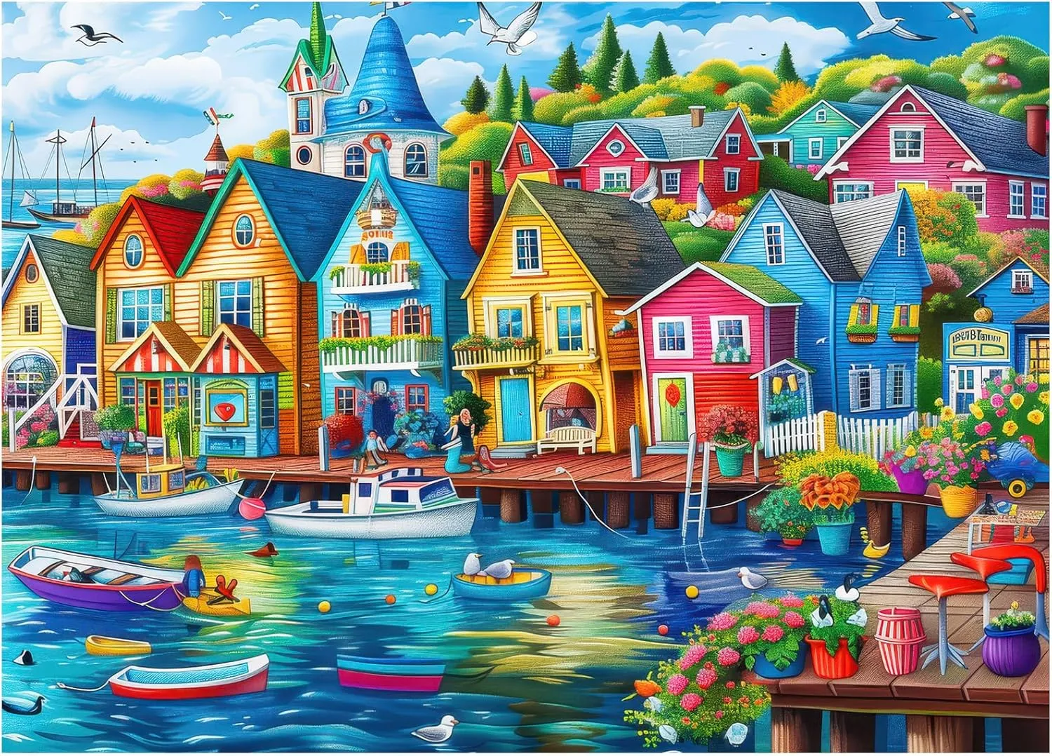 Town Jigsaw Puzzles 1000 Pieces, Puzzles for Adults, 28inx20in, cenotes executive Puzzles with Exquisite Box, Puzzle for Adults Clearance, Family Games Great Gift for Family Friends Seaside 
