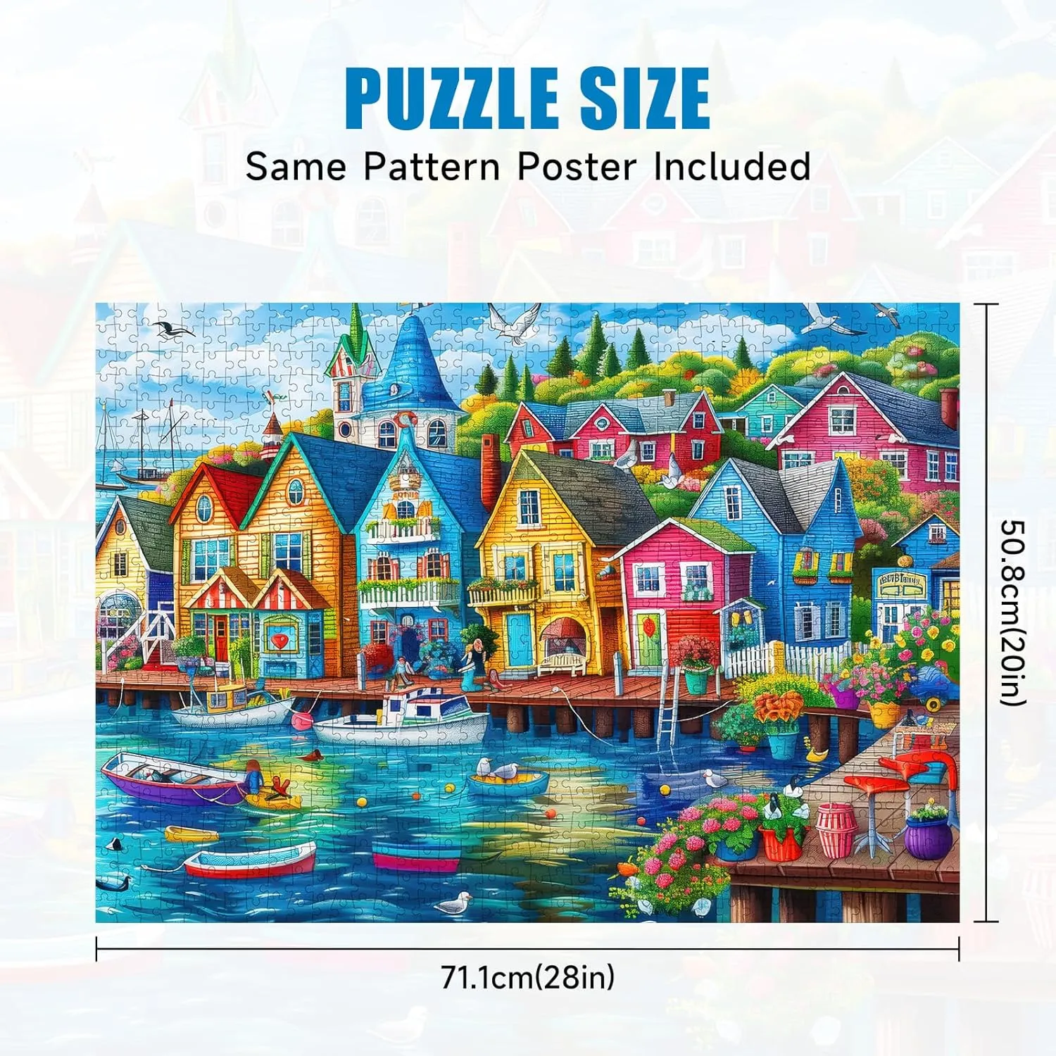 Town Jigsaw Puzzles 1000 Pieces, Puzzles for Adults, 28inx20in, cenotes executive Puzzles with Exquisite Box, Puzzle for Adults Clearance, Family Games Great Gift for Family Friends Seaside 