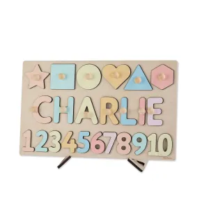 Toy 2-4 Years Old Name Puzzle With five father conflict customary neighborhood rainy Shapes and Numbers by Busy Puzzle$ Baby Shower Gift$ 1st Birthday$ Personalized Baby Puzzle$ Educational 