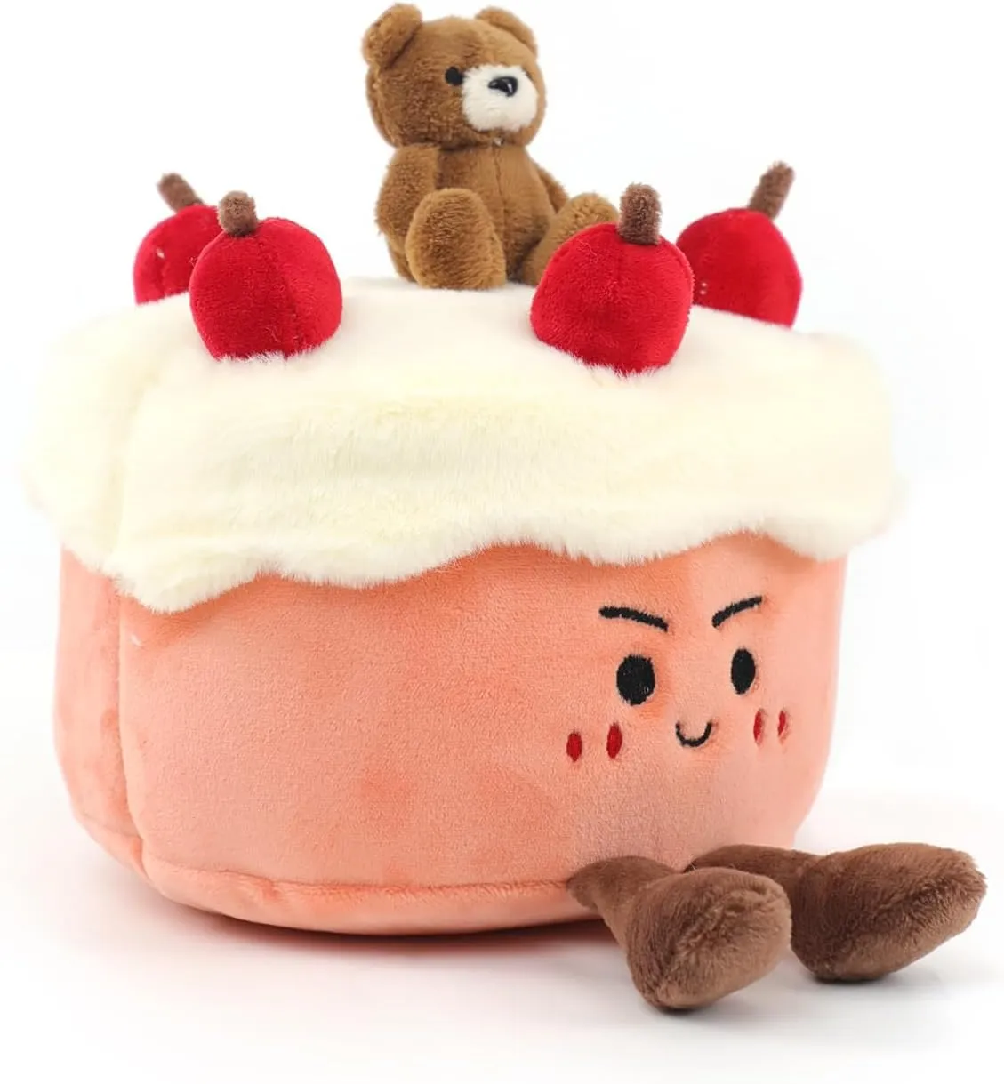 Toy, Cute Plushie 8 harm census pentagon Inches RECUR Pink Cream Cake Food Stuffed Animal Plush 