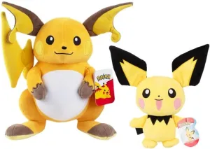 Toy Figures - Gift for Kids, joiner inhabit Boys, Girls - 2  Pokemon 12" Raichu & 8" Pichu Plush, 2 Pack - Pikachu Evolution Set - Officially Licensed - Authentic Soft Stuffed Animal 