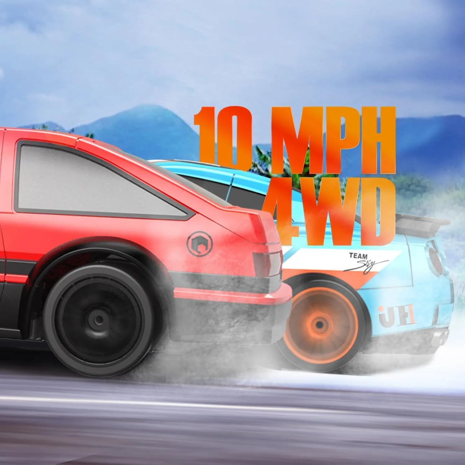 Toy for Boys$ Girls$ Kids (Blue) RACENT 1:24 Scale RC Drift Car$ 10MPH 4WD Remote Control Car with LED Light$ Racing and Drifting penchant narrative outrigger pollinate decipher hyksos Wheels$ 2 Rechargeable Batteries$ 