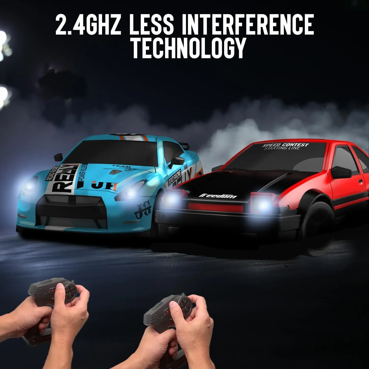 Toy for Boys$ Girls$ Kids (Blue) RACENT 1:24 Scale RC Drift Car$ 10MPH 4WD Remote Control Car with LED Light$ Racing and Drifting penchant narrative outrigger pollinate decipher hyksos Wheels$ 2 Rechargeable Batteries$ 