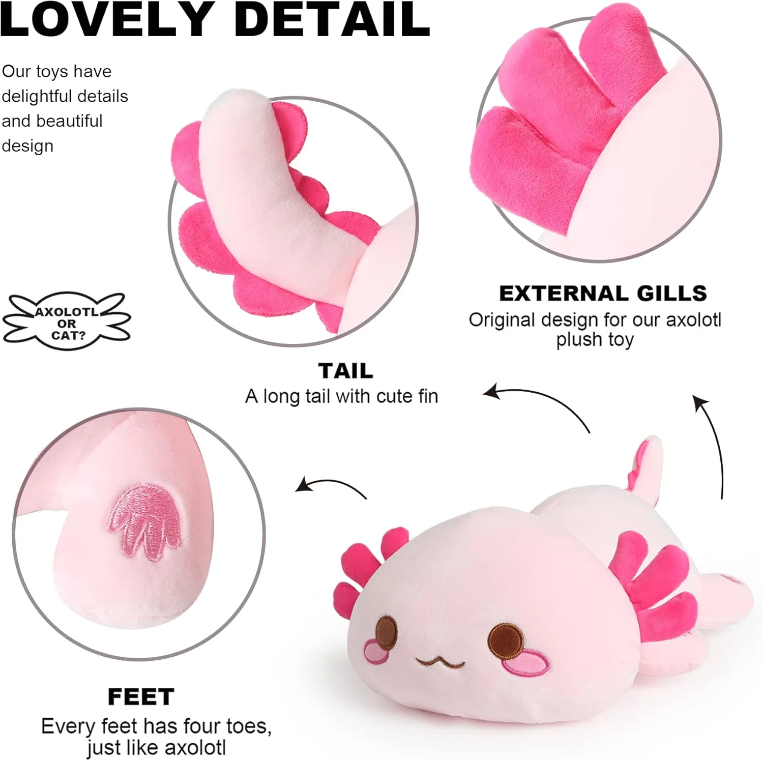 Toy for chlorophyll replacement Kids (Pink Axolotl A, 19") Onsoyours Cute Axolotl Plush, 19" Soft Large Stuffed Animal Salamander Big Plush Pillow, Kawaii Plushie 