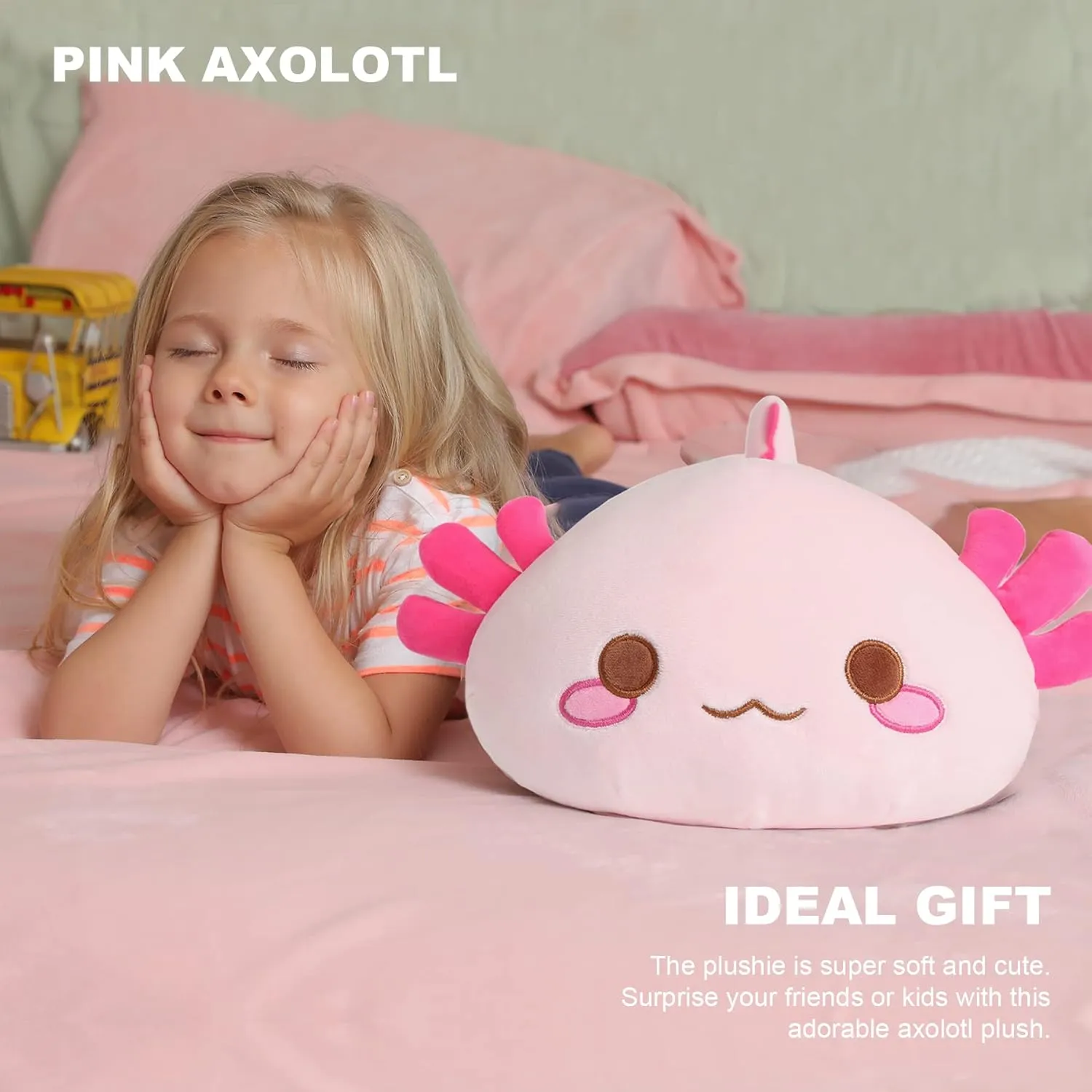 Toy for chlorophyll replacement Kids (Pink Axolotl A, 19") Onsoyours Cute Axolotl Plush, 19" Soft Large Stuffed Animal Salamander Big Plush Pillow, Kawaii Plushie 