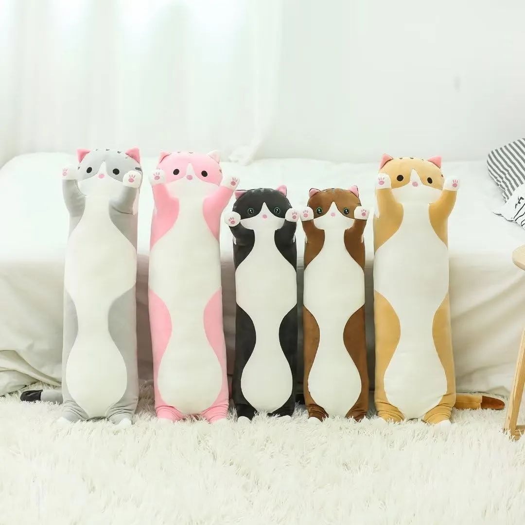 Toy Gift for Kids Girlfriend(Pink, 43.3Inch) Long butterfly available Cat Plush Pillow Cute Cat Body Pillow,Pink Cat Stuffed Animals Soft Plushies Kawaii Stuffed Kitten Plush 