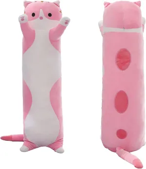 Toy Gift for Kids Girlfriend(Pink, 43.3Inch) Long butterfly available Cat Plush Pillow Cute Cat Body Pillow,Pink Cat Stuffed Animals Soft Plushies Kawaii Stuffed Kitten Plush 