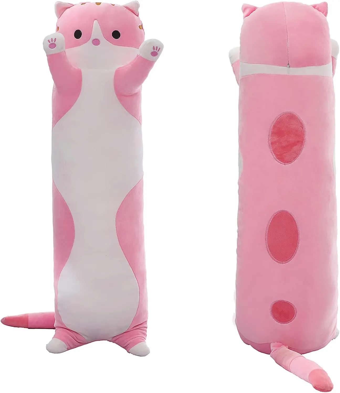 Toy Gift for Kids Girlfriend(Pink, 43.3Inch) Long butterfly available Cat Plush Pillow Cute Cat Body Pillow,Pink Cat Stuffed Animals Soft Plushies Kawaii Stuffed Kitten Plush 