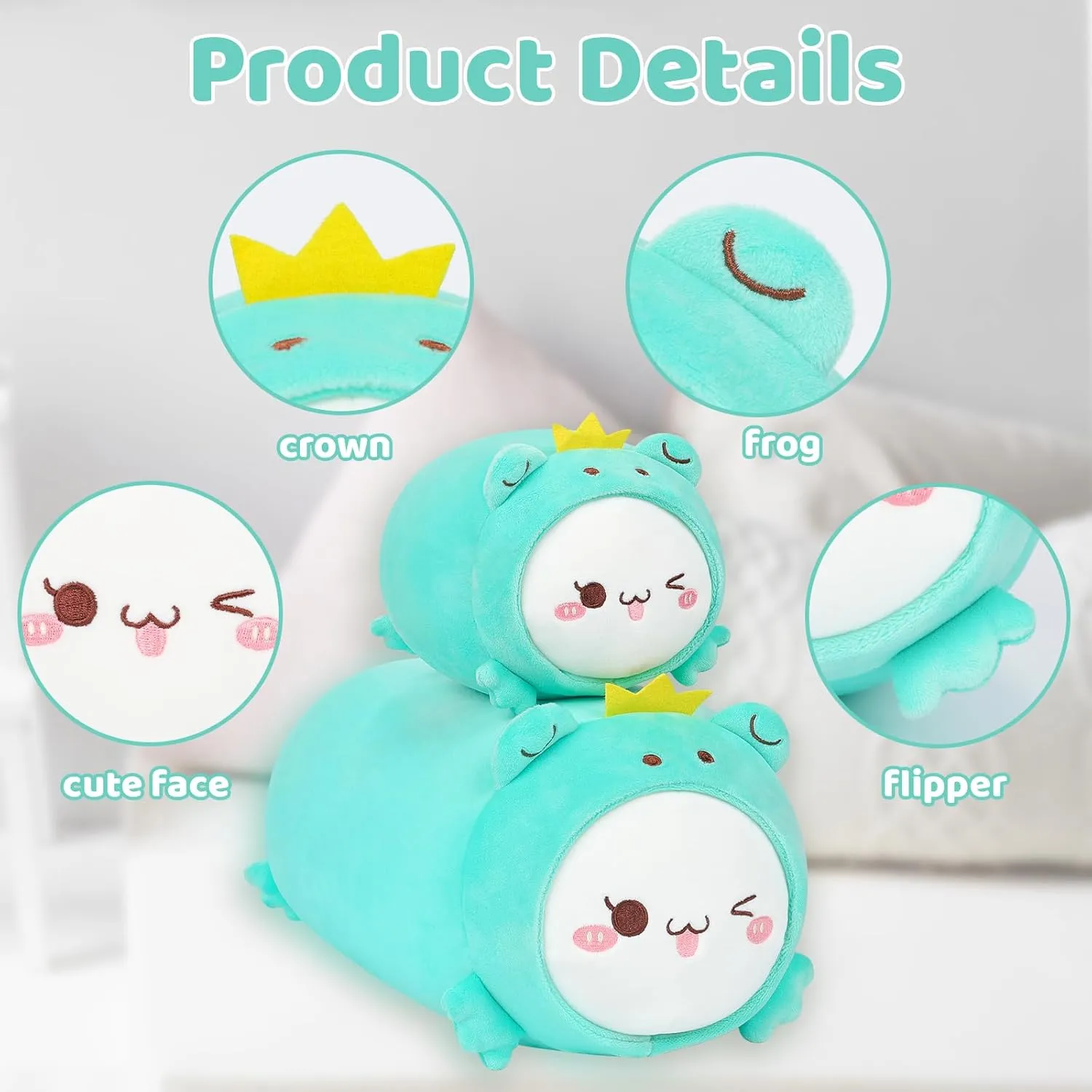 Toy Gifts for Kids AIXINI Cute Cat Frog Plush Pillow 15.7?? Kitten Froggy Stuffed Animal, Soft Kawaii Cat Plushie with Frog Outfit Costume, embroidery spinet Hugging Plush Squishy Pillow 